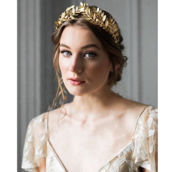 Greek Roman Gold Leaf Tree Branch Crown Baroque Headpiece Wedding Headband Tiara - Picture 1 of 4